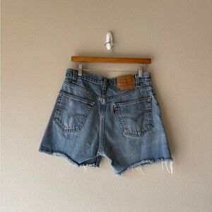 levi's 505 high rise cut off denim shorts